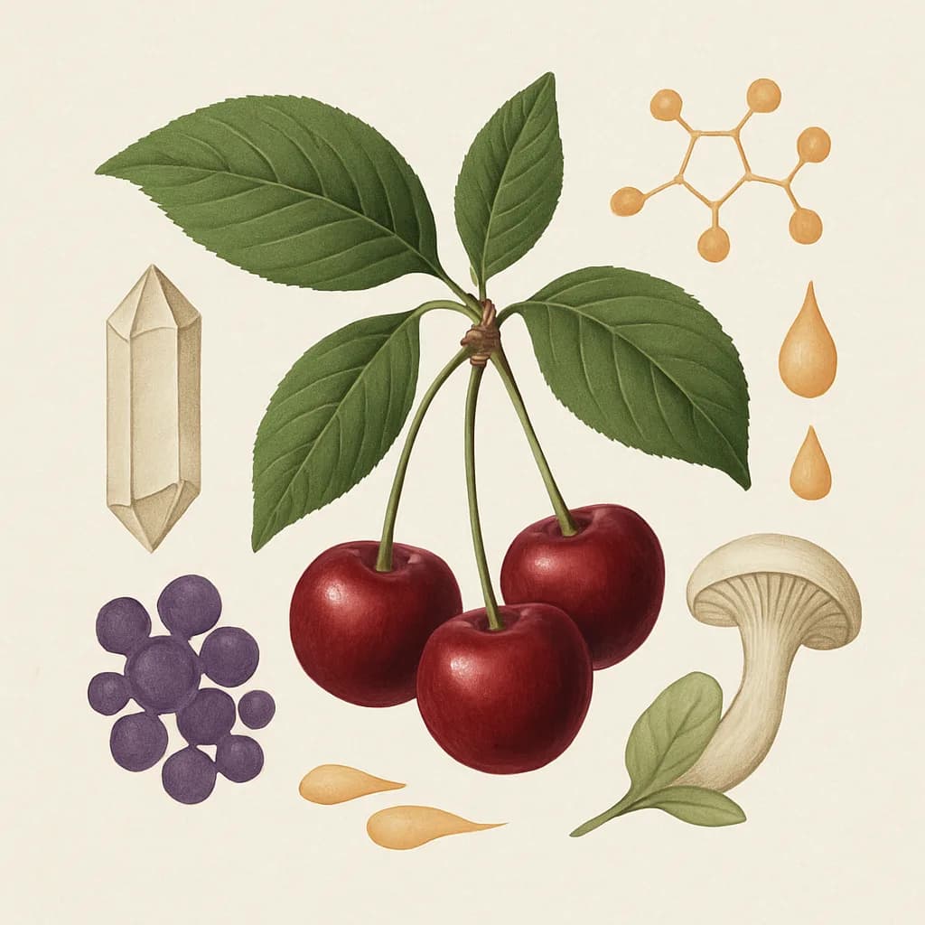Illustrazione editoriale di Ciliegio Acido (Tart Cherry / Montmorency), categoria botanico