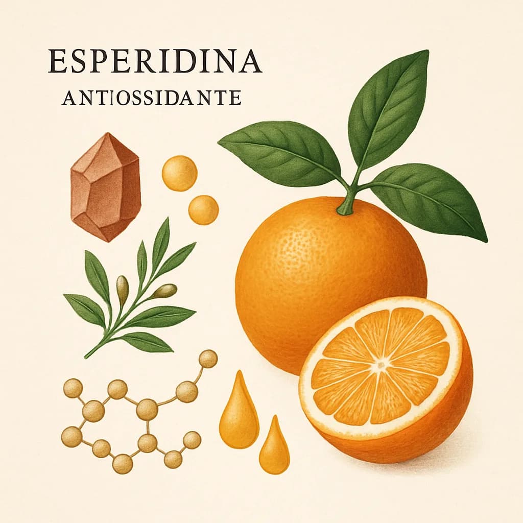 Illustrazione editoriale di Esperidina (Hesperidin), categoria antiossidante