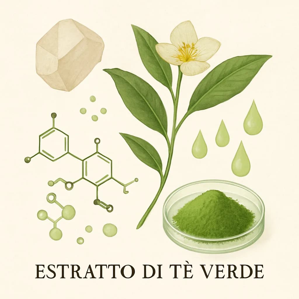 Illustrazione editoriale di Estratto di Tè Verde, categoria botanico