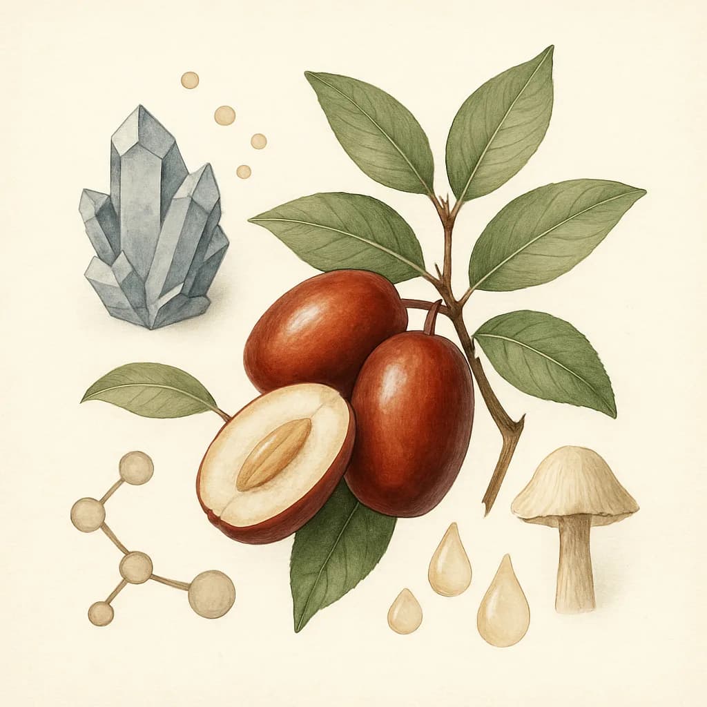 Illustrazione editoriale di Giuggiola (Jujube / Ziziphus jujuba), categoria botanico