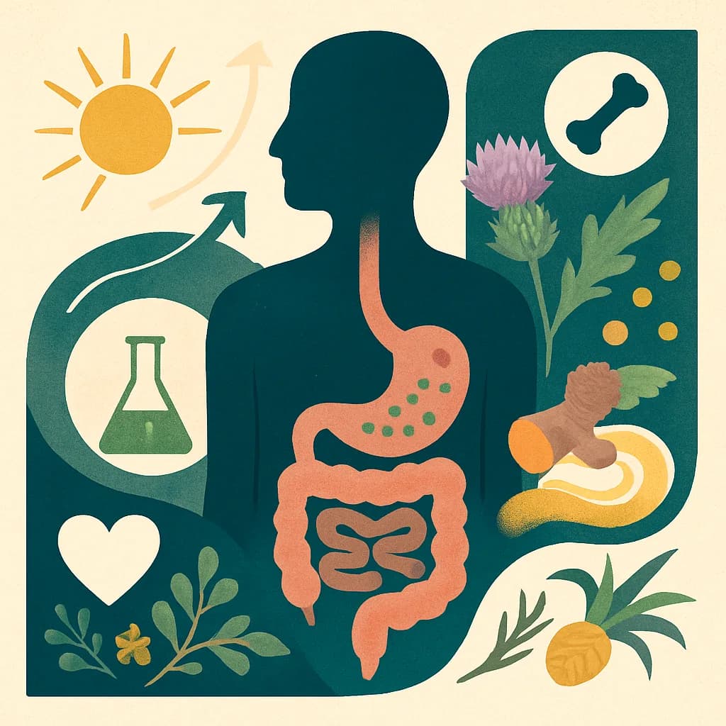 Illustrazione editoriale per Digestione e microbiota