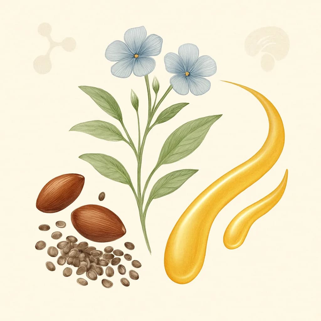 Illustrazione editoriale di ALA (Acido Alfa-Linolenico) Omega-3 vegetale, categoria acidi grassi