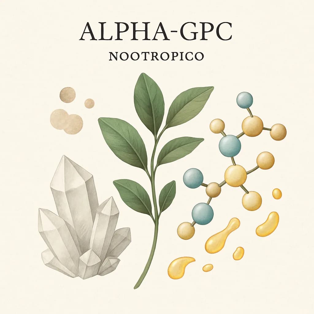 Illustrazione editoriale di Alpha-GPC, categoria nootropico