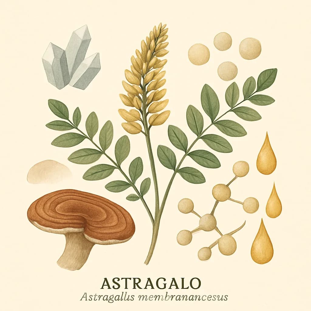 Illustrazione editoriale di Astragalo (Astragalus membranaceus), categoria adattogeno