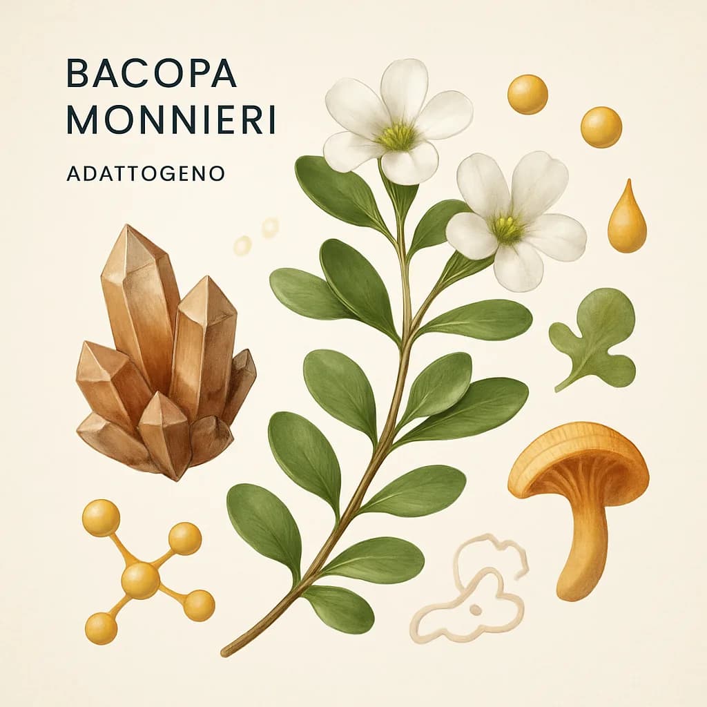 Illustrazione editoriale di Bacopa Monnieri, categoria adattogeno