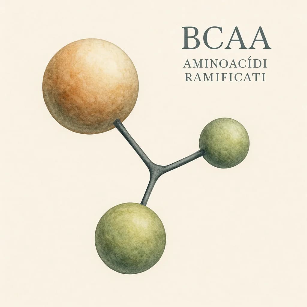 Illustrazione editoriale di BCAA (Aminoacidi Ramificati), categoria amminoacido