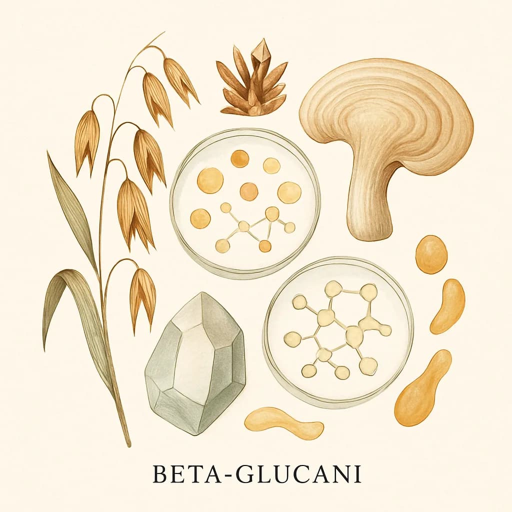 Illustrazione editoriale di Beta-Glucani (da avena/lievito), categoria integratore sportivo
