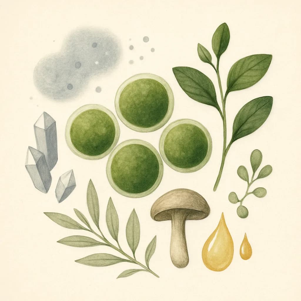 Illustrazione editoriale di Clorella (Chlorella), categoria botanico