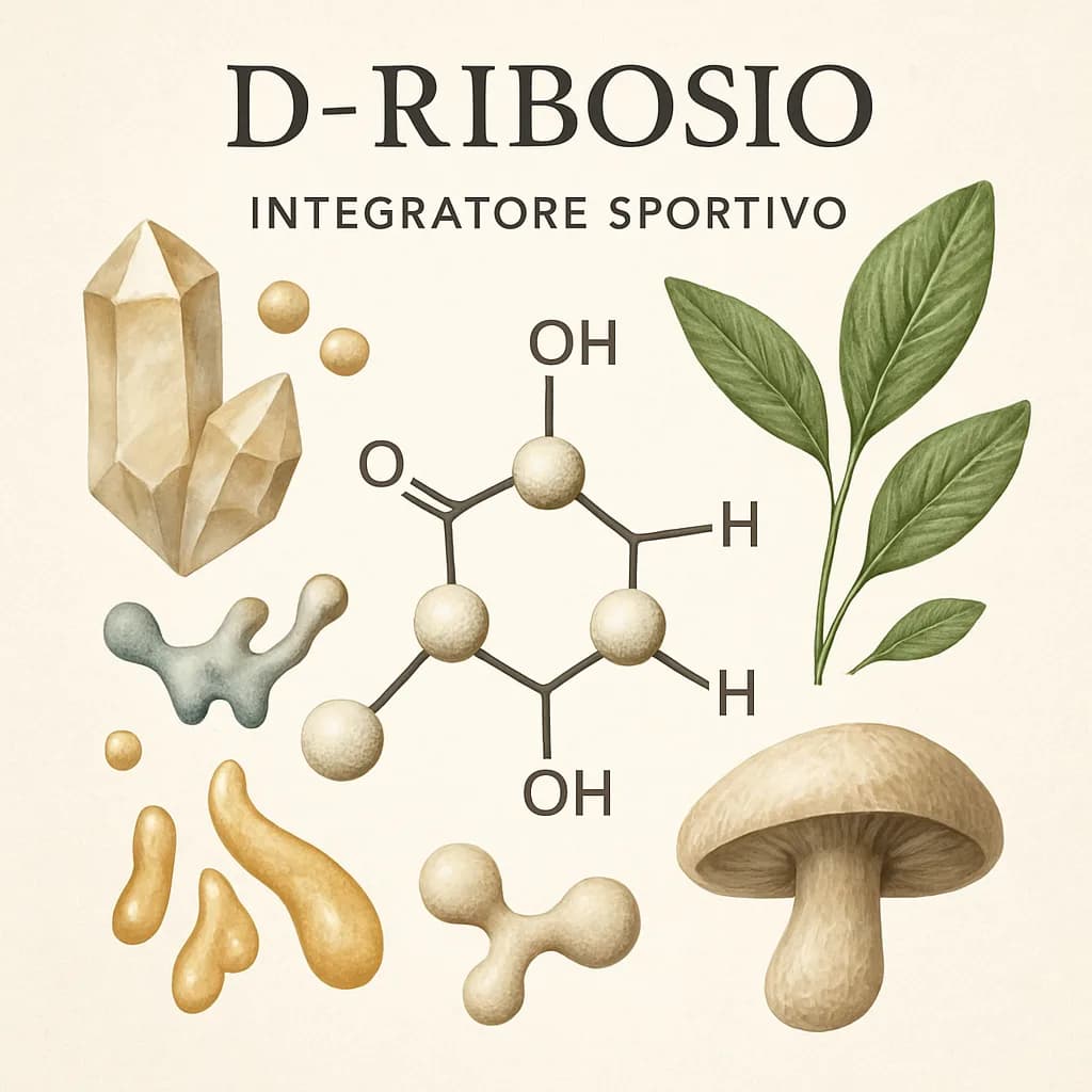 Illustrazione editoriale di D-Ribosio, categoria integratore sportivo