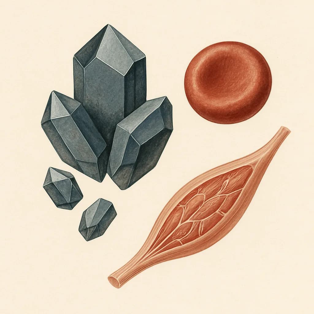 Illustrazione editoriale di Ferro, categoria minerale