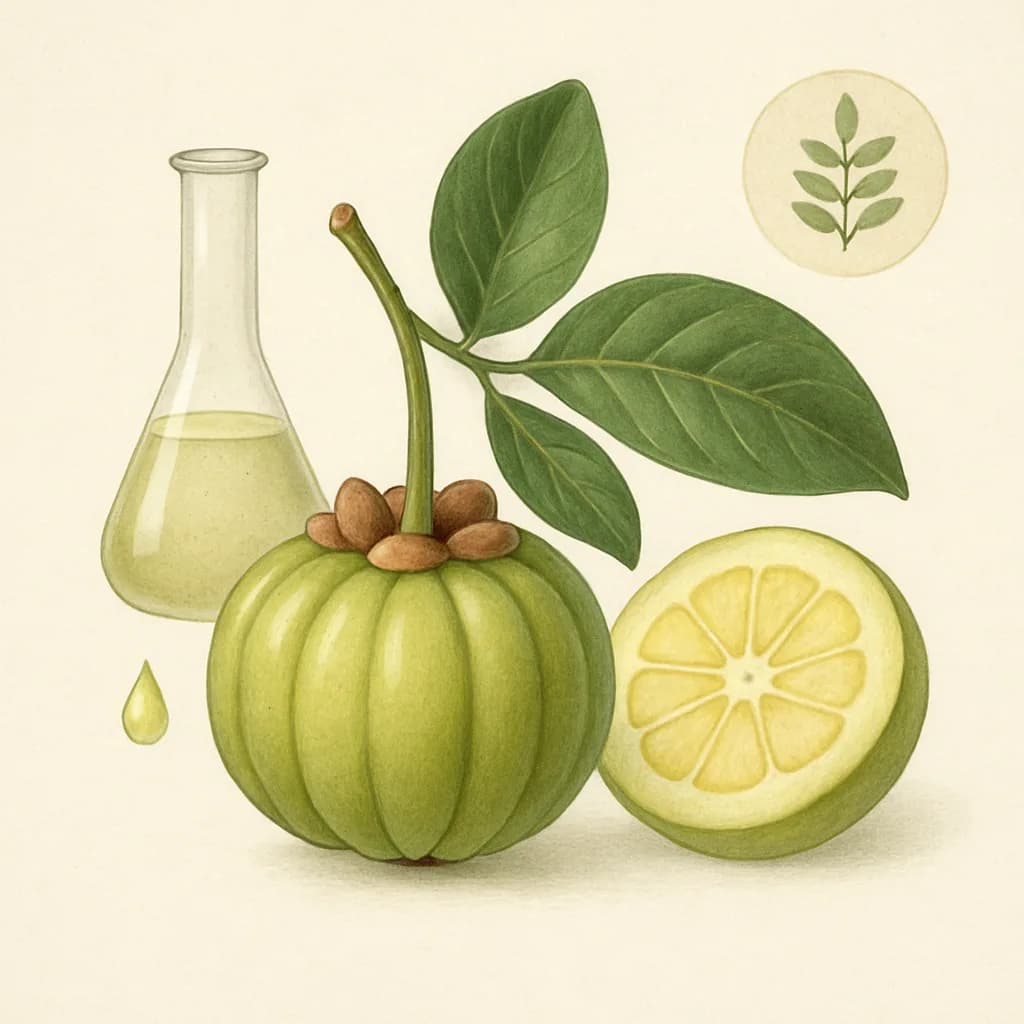 Illustrazione editoriale di Garcinia Cambogia (HCA), categoria botanico