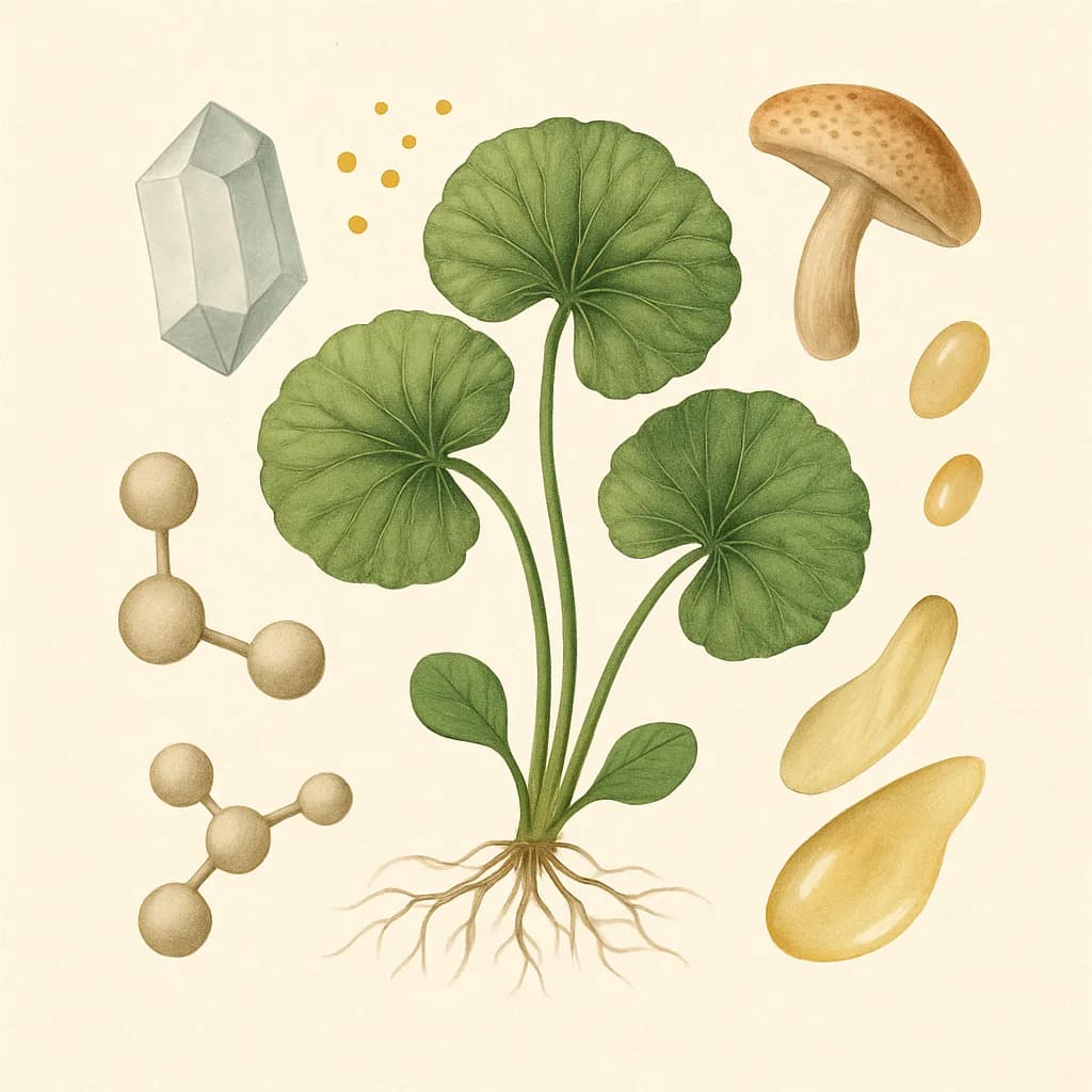Illustrazione editoriale di Gotu Kola (Centella asiatica), categoria botanico