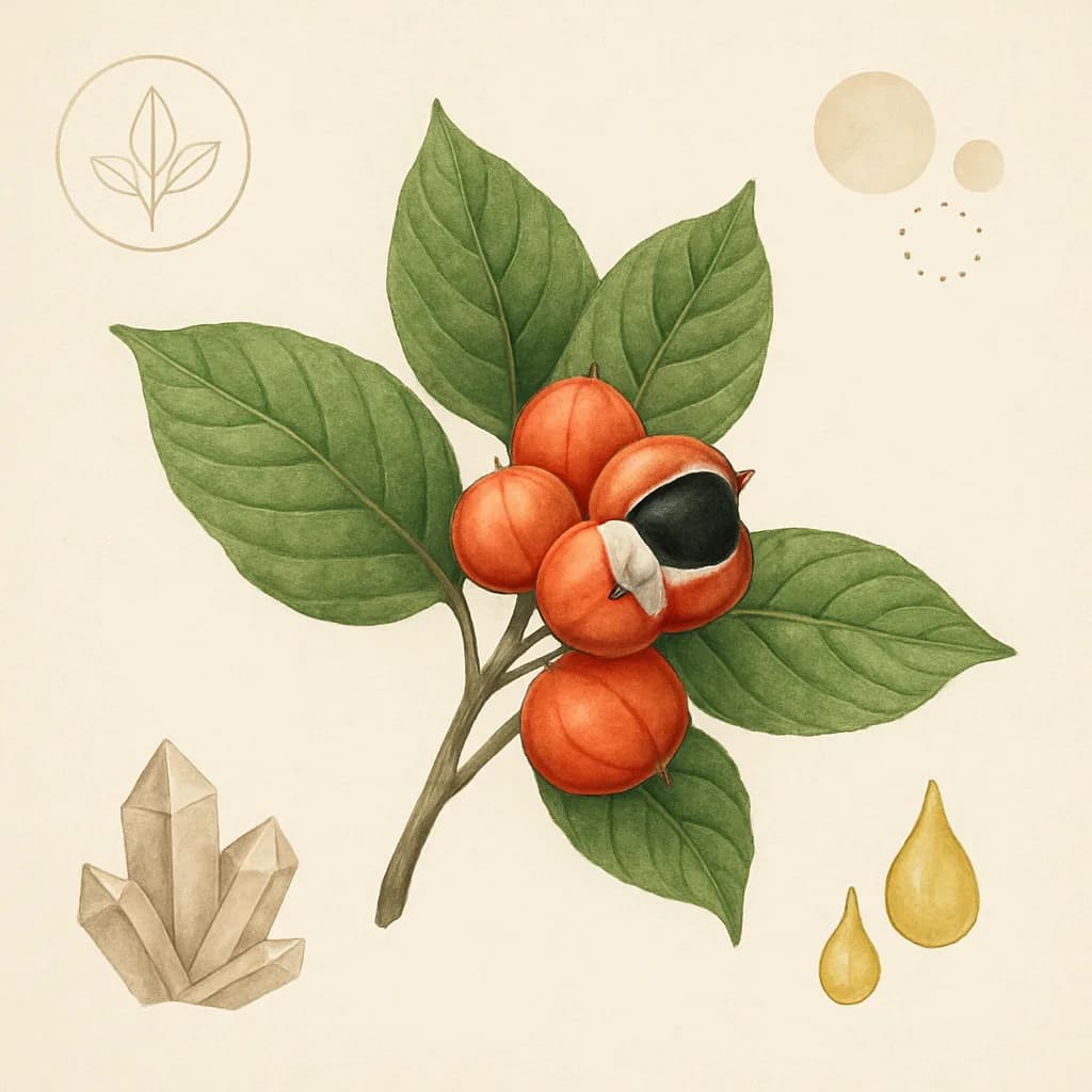 Illustrazione editoriale di Guaranà (Paullinia cupana), categoria botanico