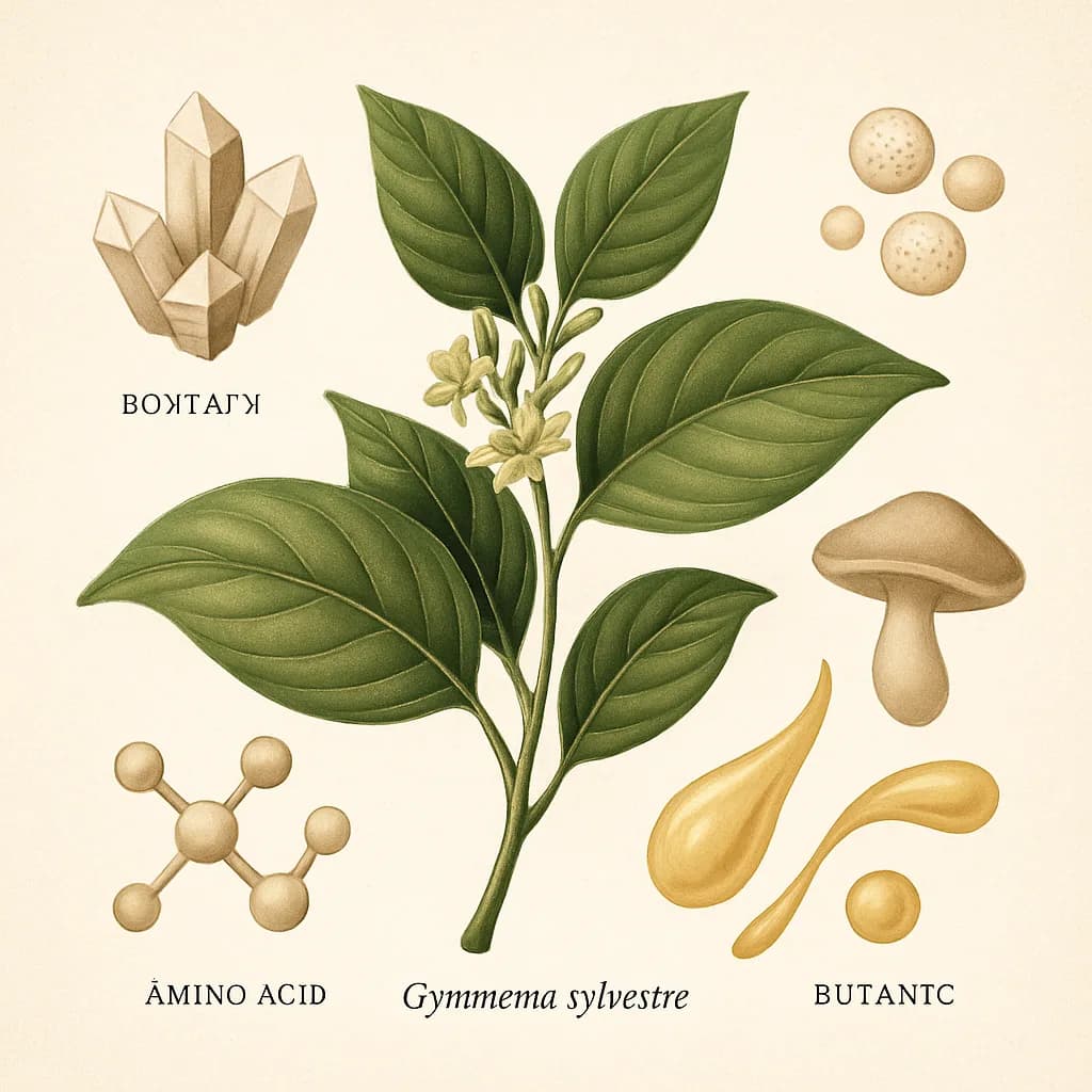 Illustrazione editoriale di Gymnema Sylvestre, categoria botanico