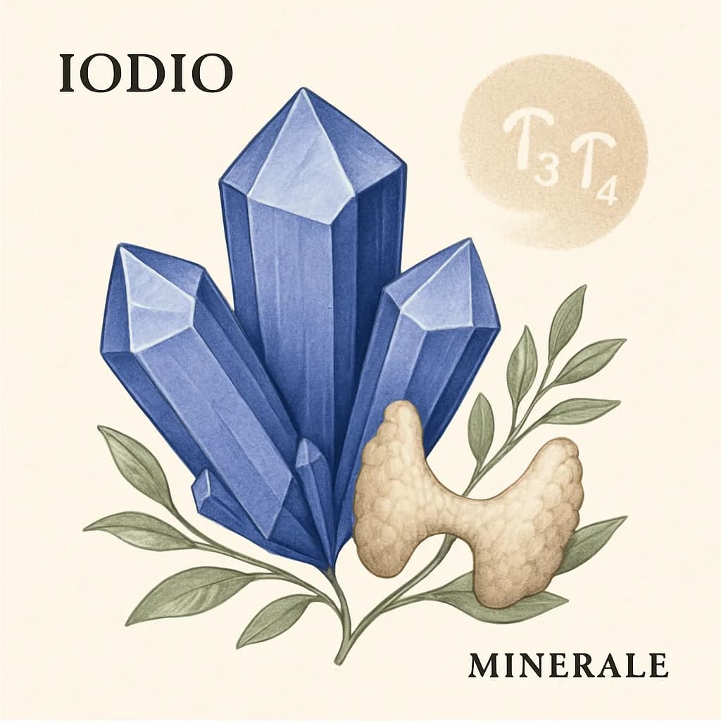 Illustrazione editoriale di Iodio, categoria minerale