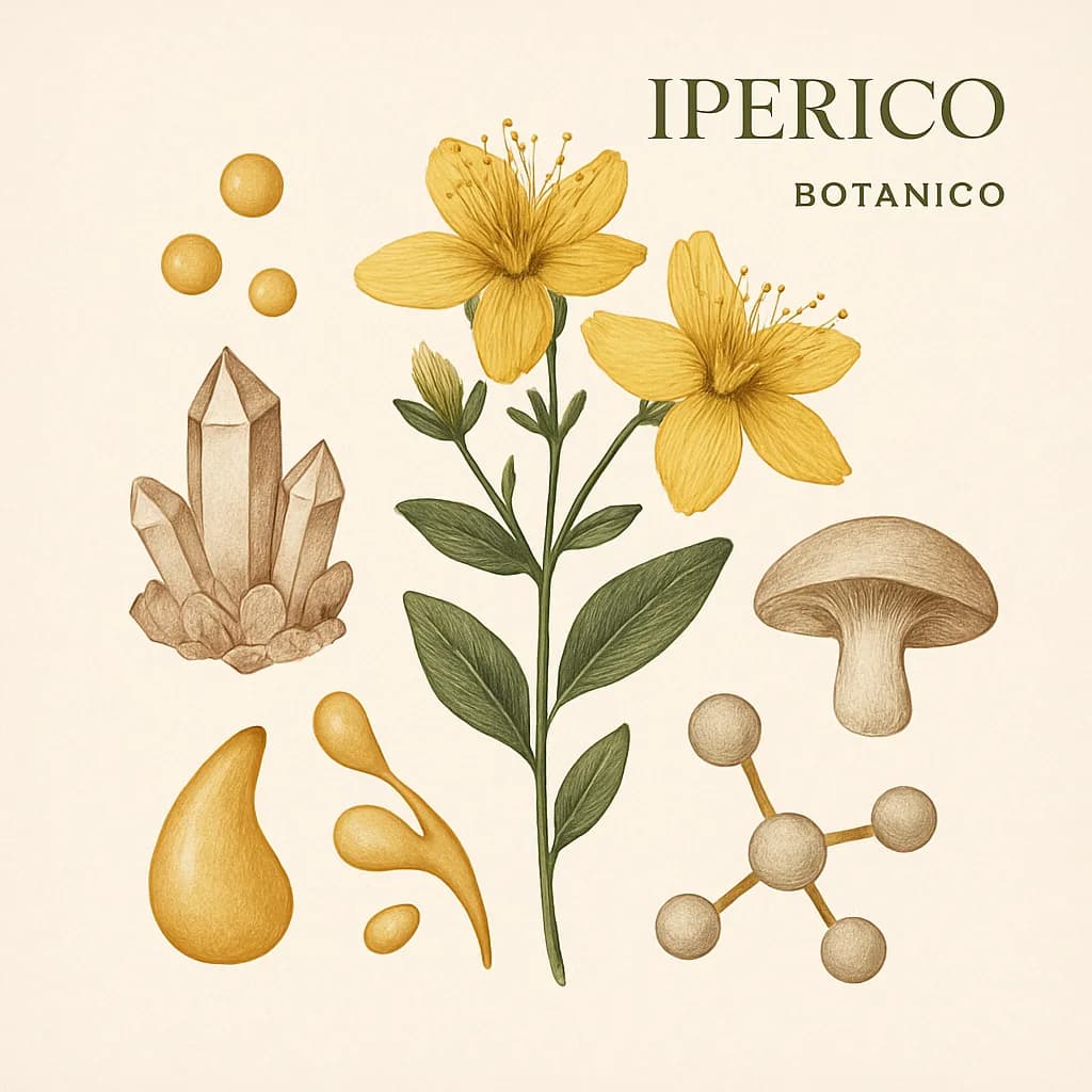 Illustrazione editoriale di Iperico (St. John's Wort), categoria botanico