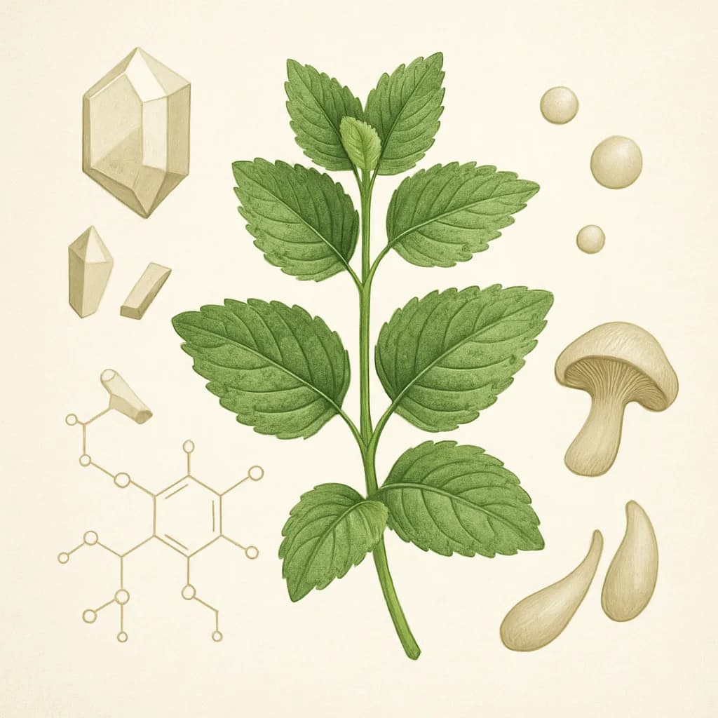 Illustrazione editoriale di Melissa (Lemon Balm / Melissa officinalis), categoria botanico