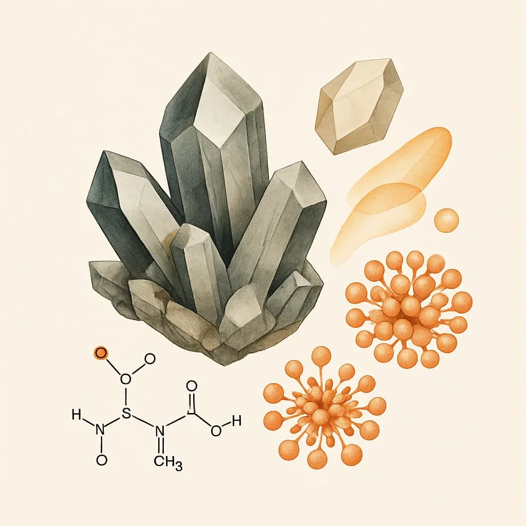 Illustrazione editoriale di Molibdeno, categoria minerale