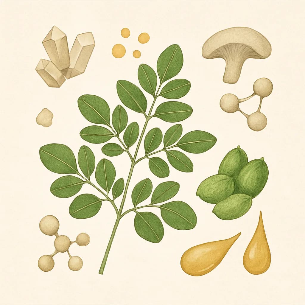 Illustrazione editoriale di Moringa (Moringa oleifera), categoria botanico