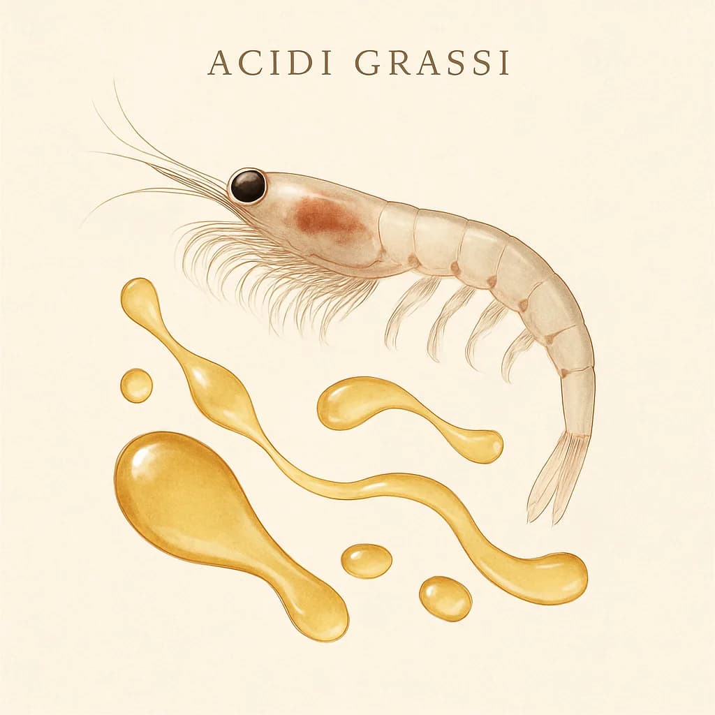 Illustrazione editoriale di Olio di Krill, categoria acidi grassi