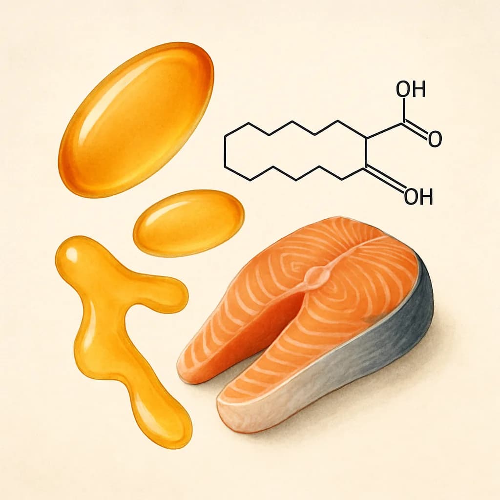 Illustrazione editoriale di Omega 3, categoria acidi grassi