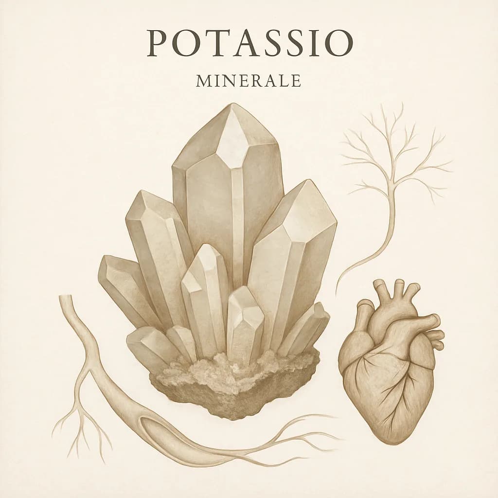 Illustrazione editoriale di Potassio, categoria minerale