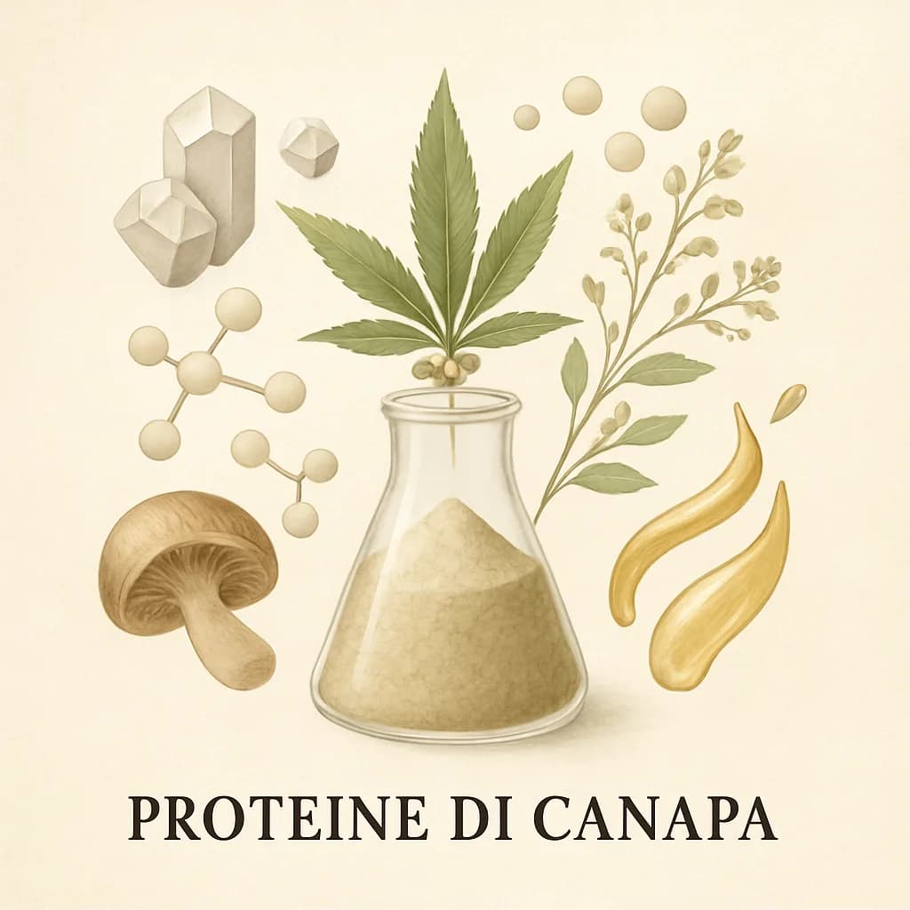 Illustrazione editoriale di Proteine di Canapa (Hemp Protein), categoria integratore sportivo