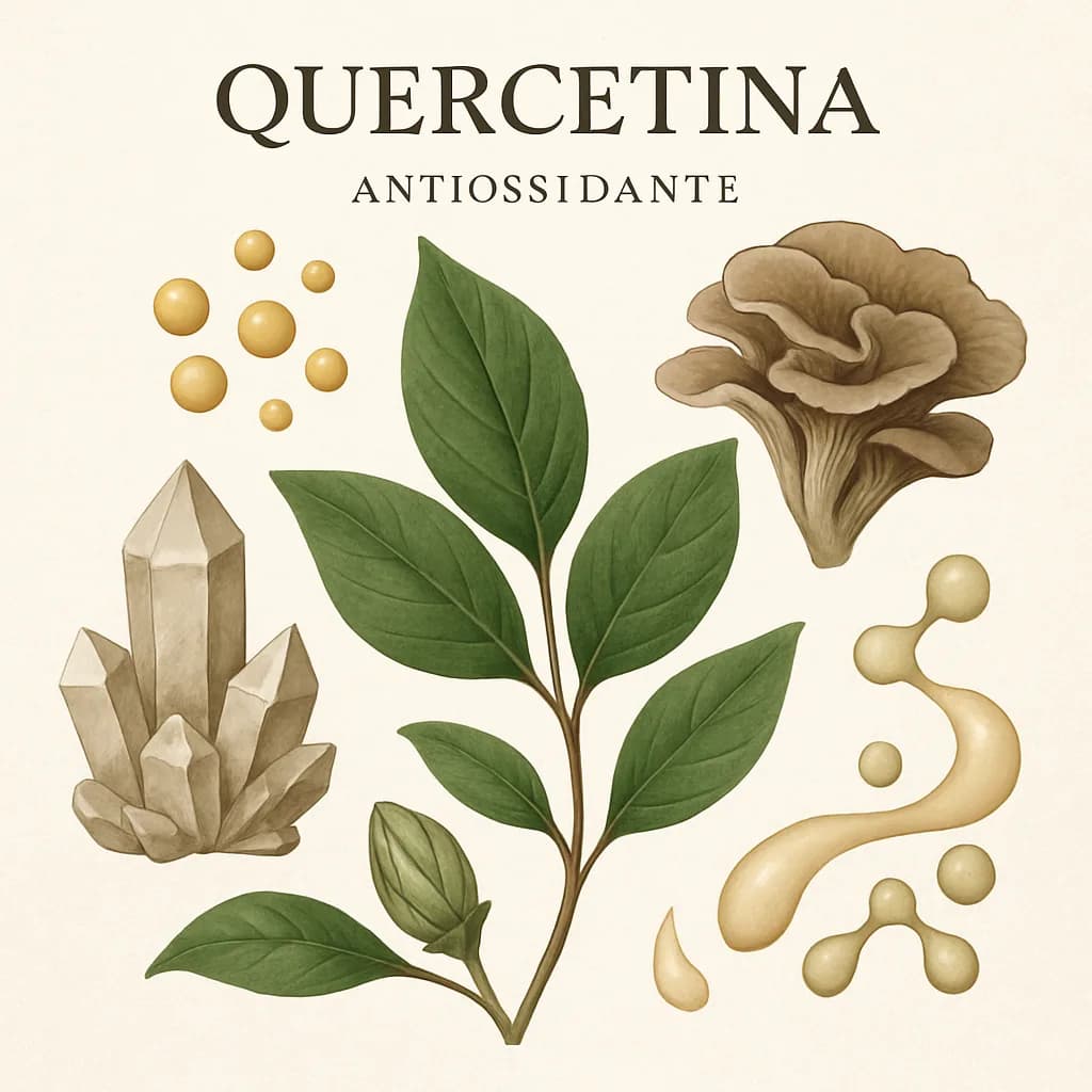 Illustrazione editoriale di Quercetina, categoria antiossidante