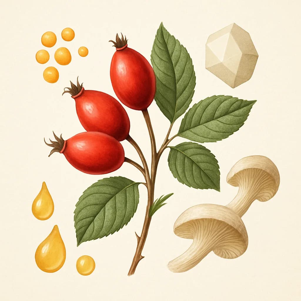 Illustrazione editoriale di Rosa Canina (Rose Hip), categoria botanico