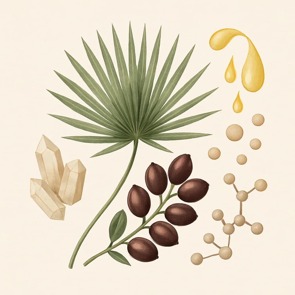 Illustrazione editoriale di Serenoa (Saw Palmetto / Serenoa repens), categoria botanico