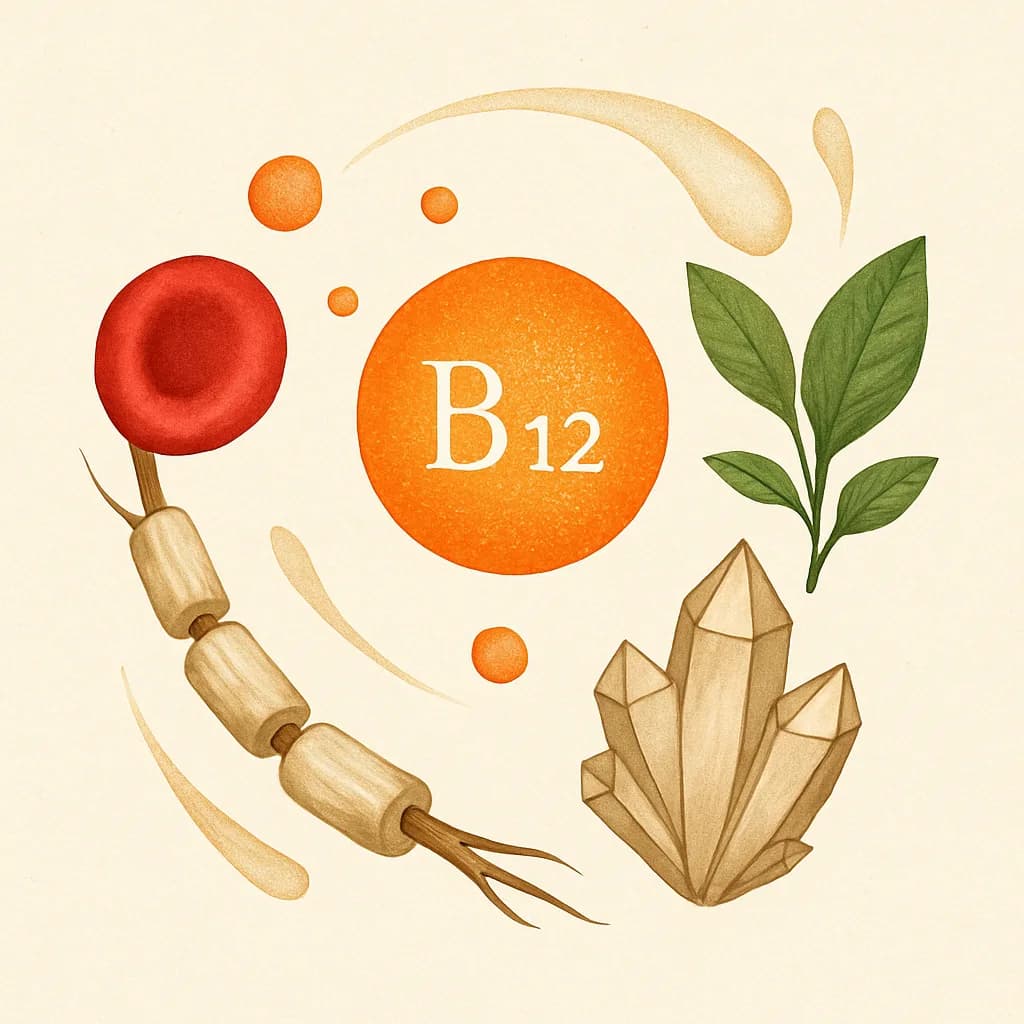 Illustrazione editoriale di Vitamina B12, categoria vitamina