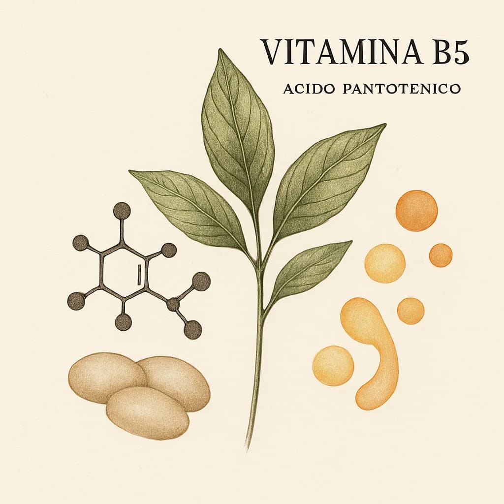 Illustrazione editoriale di Vitamina B5 (Acido Pantotenico), categoria vitamina