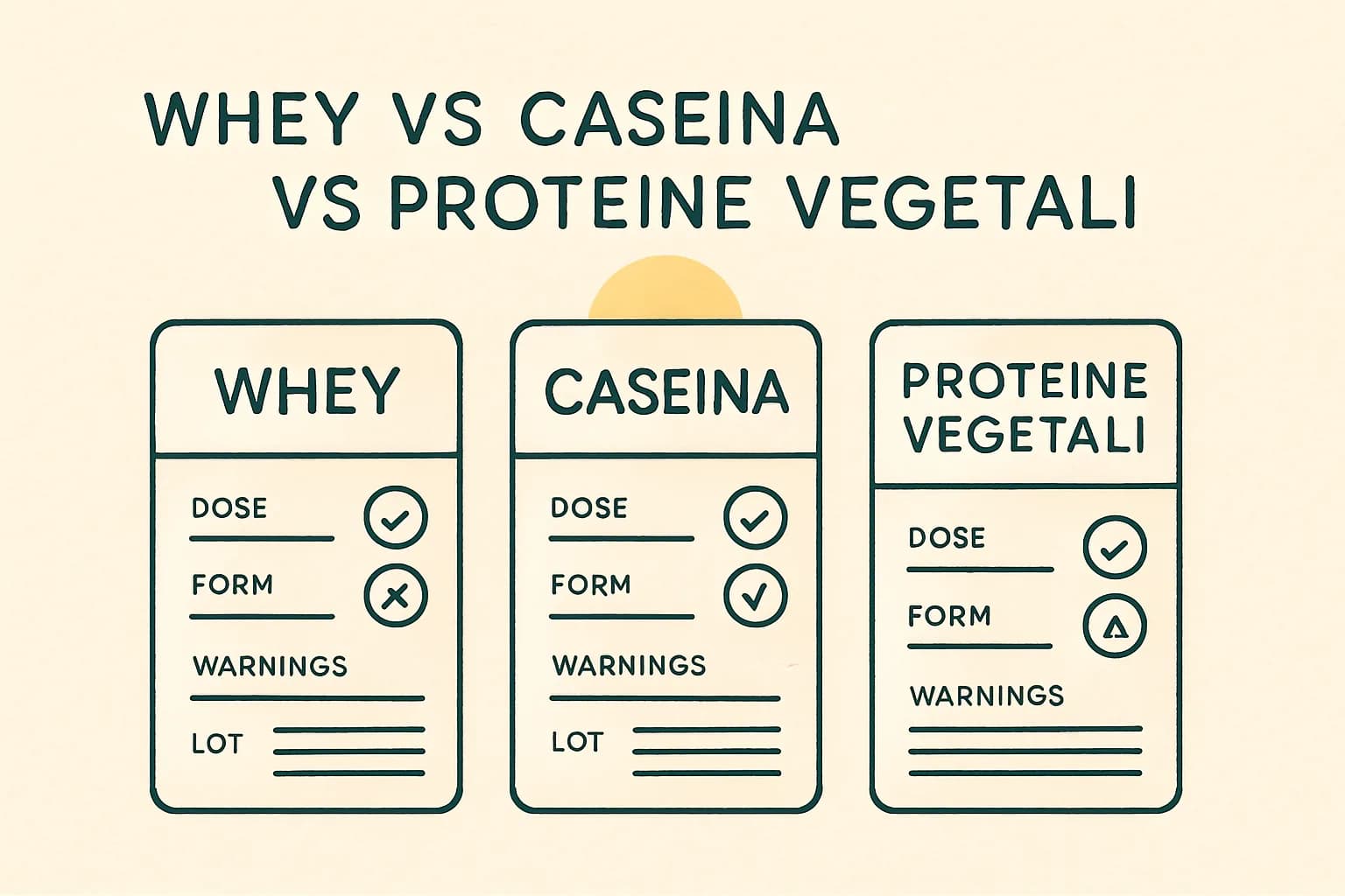 Illustrazione editoriale per Whey vs caseina vs proteine vegetali: guida alla scelta